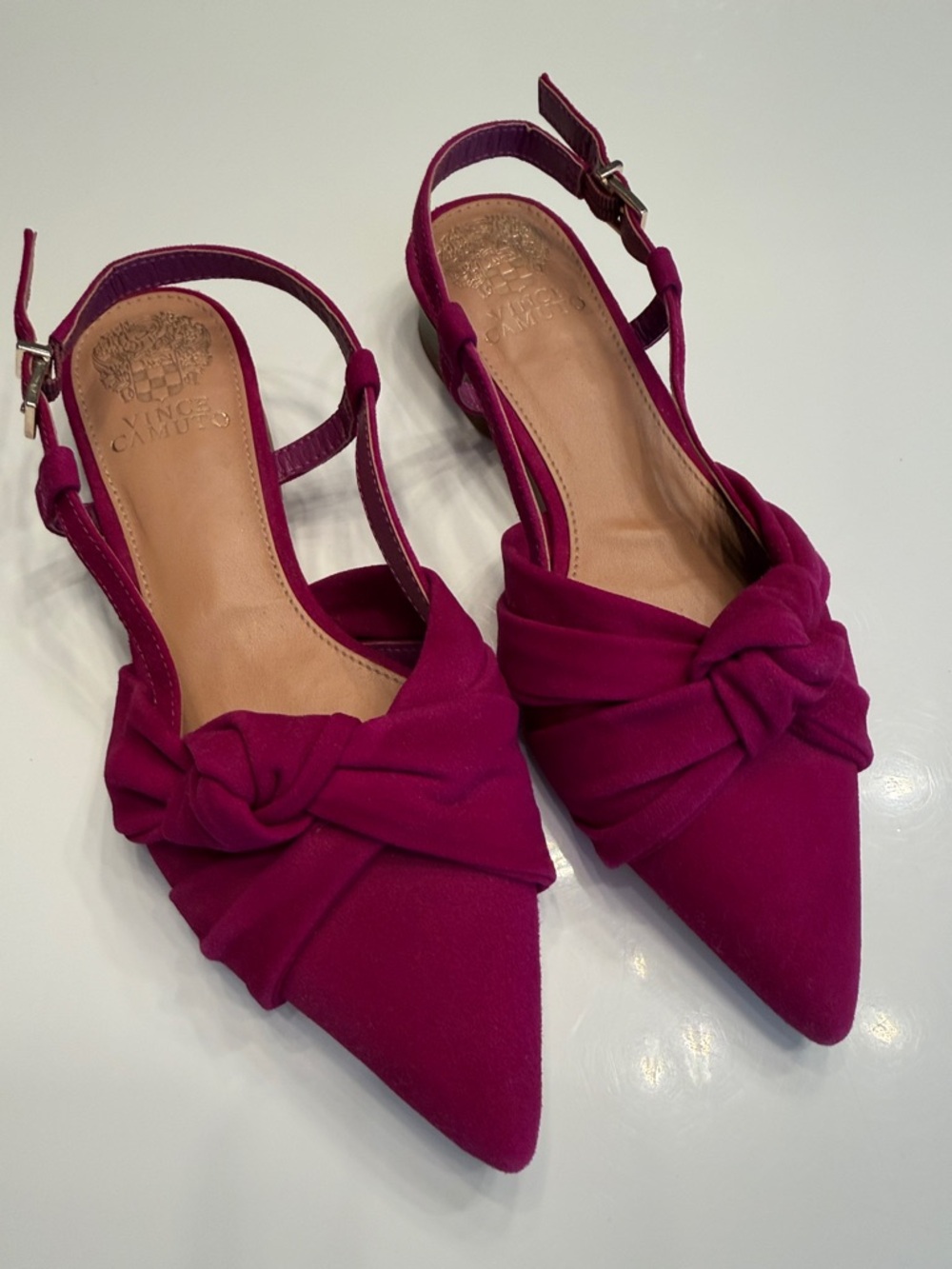 Vince Camuto Fuchsia Knotted Pointed-Toe Slingbacks US6.5